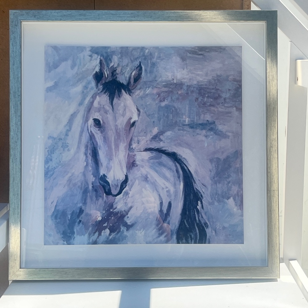 One Horse Vintage Gold Color FRAMED Horse Wall- By Art Atelier Alliance